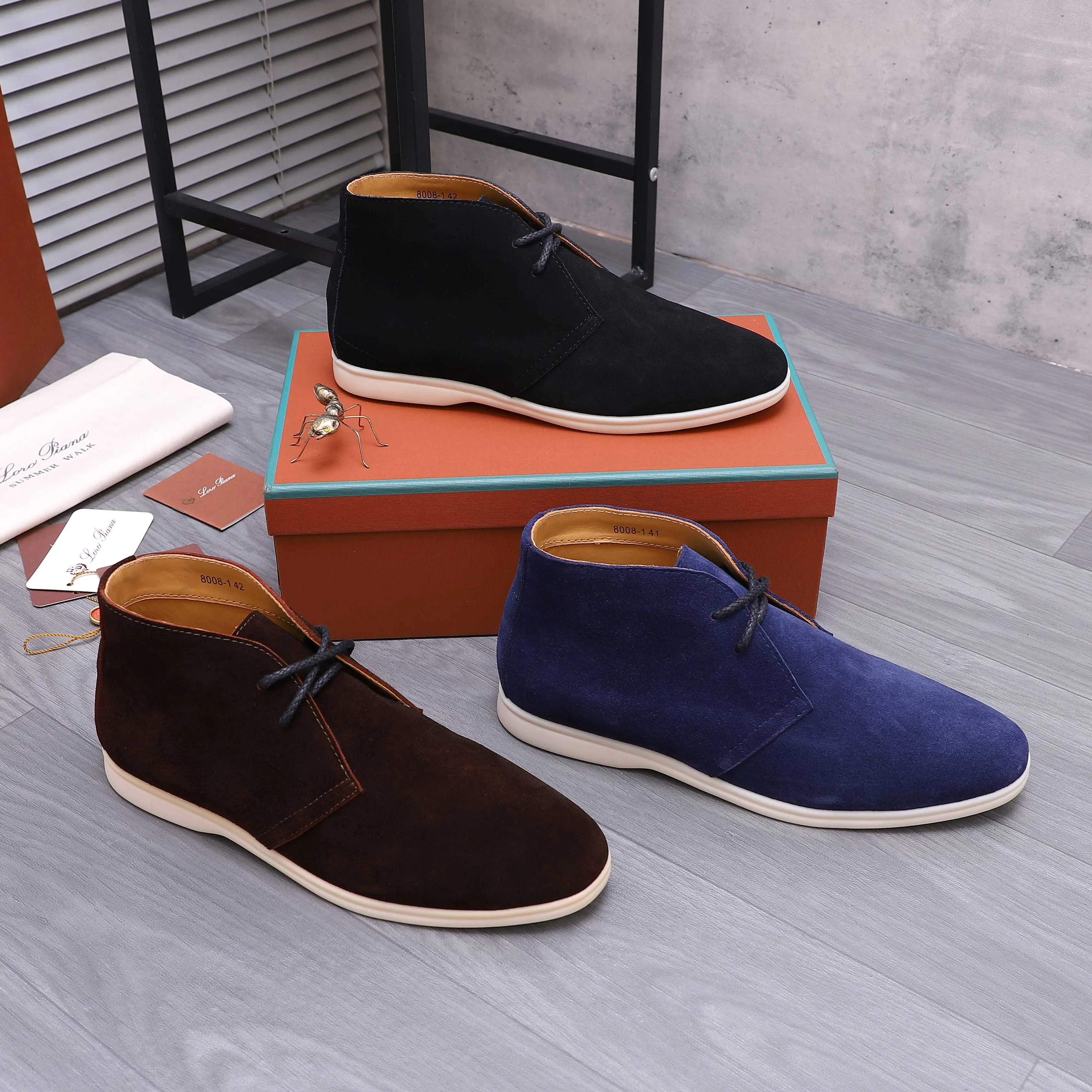 Men's shoes 💰442 Product trademark: Loro Men's shoes 💰iana "nuoyoupianran" high-top casual shoes Regular size: 38-45 (custom-made 45 non-returnable) Product materials: Selected frosted cowhide upper, cowhide lining, original outsole